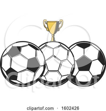 Clipart of a Trophy Cup and Soccer Balls - Royalty Free Vector Illustration by Vector Tradition SM