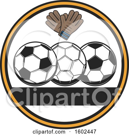 Clipart of a Circle Frame with Soccer Balls and Gloves - Royalty Free Vector Illustration by Vector Tradition SM