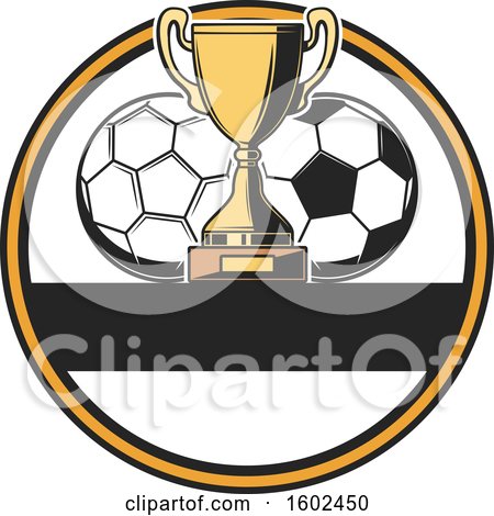 Clipart of a Trophy Cup and Soccer Balls in a Circle - Royalty Free Vector Illustration by Vector Tradition SM