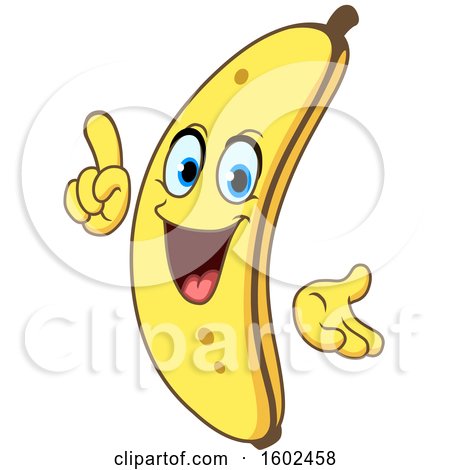 Clipart of a Cartoon Banana Character Mascot Holding up a Finger - Royalty Free Vector Illustration by yayayoyo