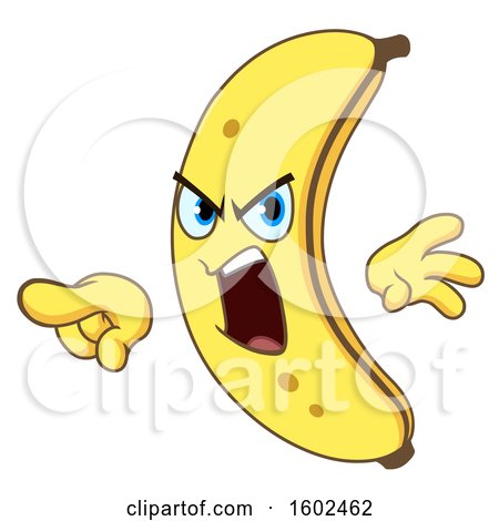 Clipart of a Cartoon Angry Pointing Banana Character Mascot - Royalty Free Vector Illustration by yayayoyo