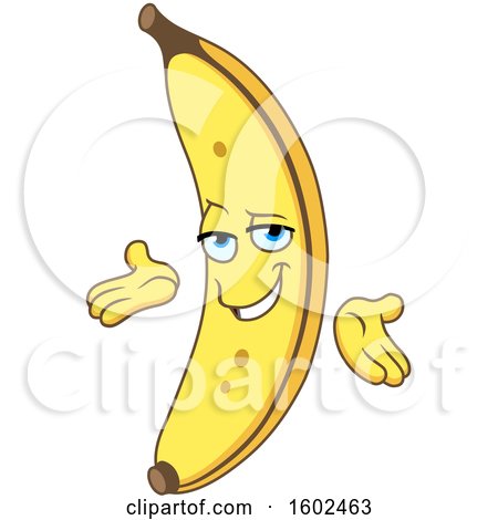 Clipart of a Cartoon Banana Character Mascot Welcoming - Royalty Free Vector Illustration by yayayoyo