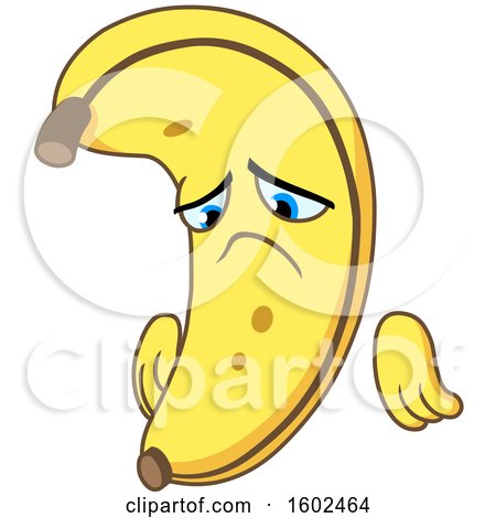 Clipart of a Cartoon Sad Banana Character Mascot - Royalty Free Vector Illustration by yayayoyo