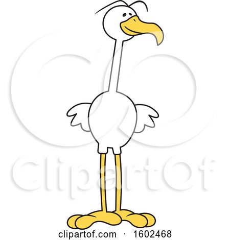 Clipart of a Cartoon White Bird - Royalty Free Vector Illustration by Johnny Sajem