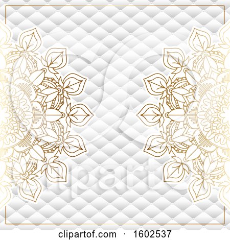 Clipart of a Golden Mandala and Geometric Pattern Background - Royalty Free Vector Illustration by KJ Pargeter