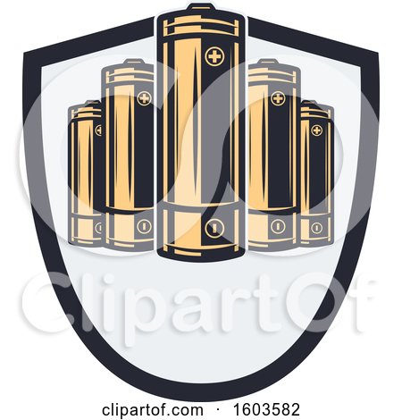 Clipart of a Shield with Batteries - Royalty Free Vector Illustration by Vector Tradition SM