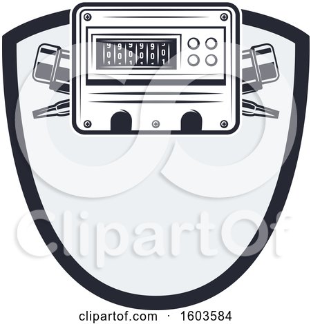 Clipart of a Shield with an Electrical Ammeter - Royalty Free Vector Illustration by Vector Tradition SM