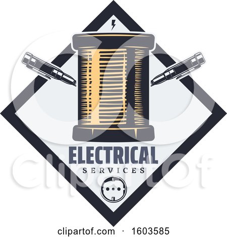 Clipart of a Diamond with Electrical Elements - Royalty Free Vector Illustration by Vector Tradition SM