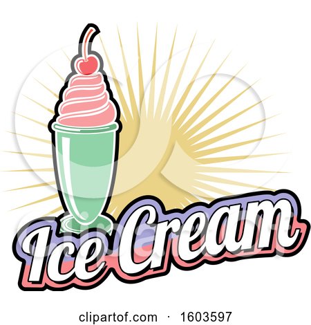 Clipart of a Sun Burst and Ice Cream Logo - Royalty Free Vector Illustration by Vector Tradition SM