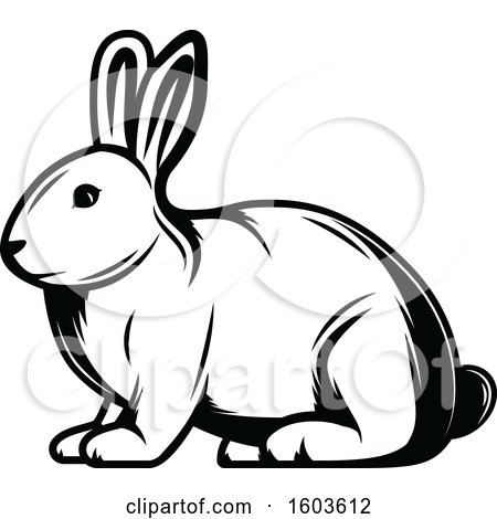 Clipart of a Rabbit in Black and White - Royalty Free Vector Illustration by Vector Tradition SM