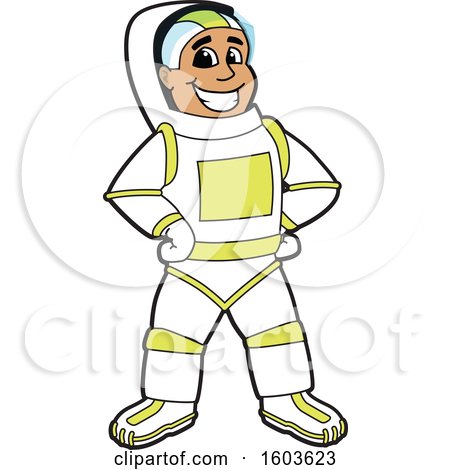Clipart of a Happy Male Astronaut School Mascot Character - Royalty Free Vector Illustration by Mascot Junction