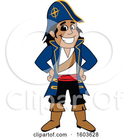 Clipart of a Navigator Captain School Mascot Character - Royalty Free Vector Illustration by Mascot Junction