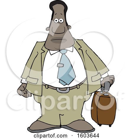 Clipart of a Cartoon Traveling Black Business Man - Royalty Free Vector Illustration by djart