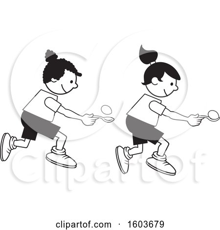 Clipart of Girls During a Field Day Egg and Spoon Race - Royalty Free  Vector Illustration by Johnny Sajem #1603679