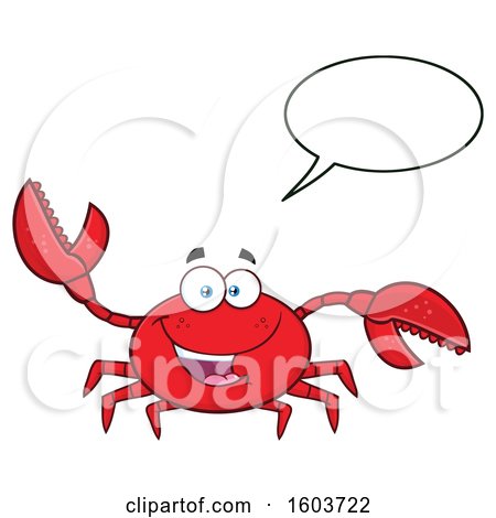 Clipart of a Happy Crab Mascot Character Talking - Royalty Free Vector Illustration by Hit Toon