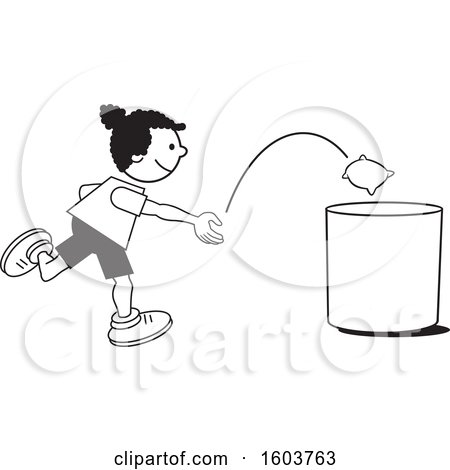Clipart of a Black Girl Playing a Bean Bag Toss Game - Royalty Free Vector Illustration by Johnny Sajem