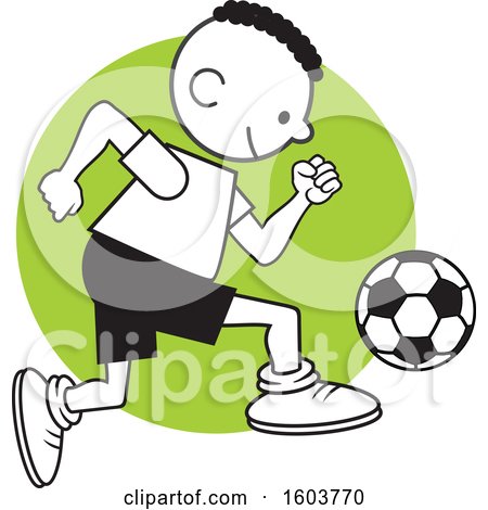 Clipart of a Black Boy Playing Soccer - Royalty Free Vector Illustration by Johnny Sajem