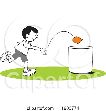 Clipart of a Boy Playing a Bean Bag Toss Game - Royalty Free Vector Illustration by Johnny Sajem