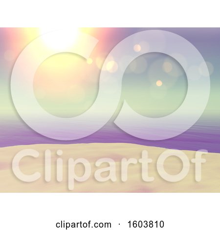 Clipart of a Sunny Beach with Flares - Royalty Free Illustration by KJ Pargeter