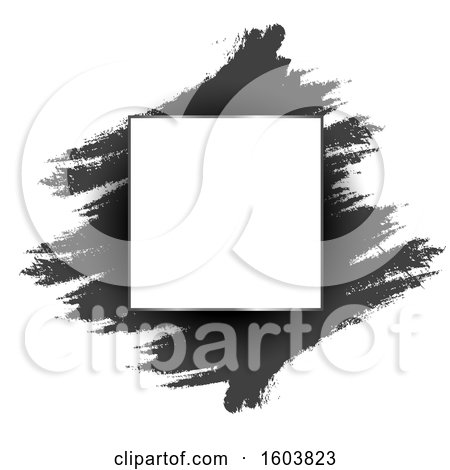 Clipart of a Blank Frame over Black Ink Strokes on a White Background - Royalty Free Vector Illustration by KJ Pargeter
