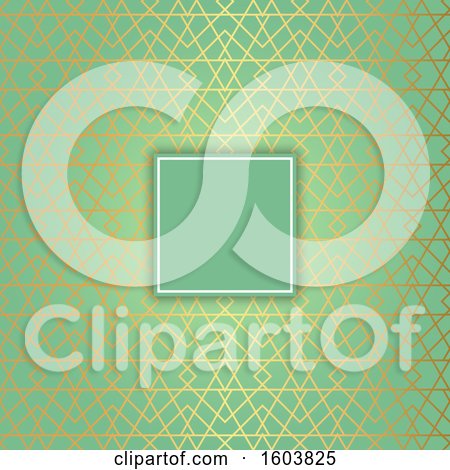 Clipart of a Blank Frame over a Green Decorative Background - Royalty Free Vector Illustration by KJ Pargeter