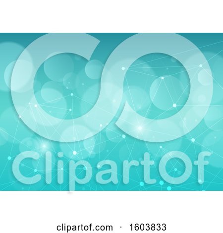 Clipart of a Blue Connections and Flares Background - Royalty Free Vector Illustration by KJ Pargeter