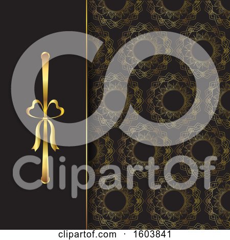 Clipart of a Background of Elegant Ribbon and Pattern - Royalty Free Vector Illustration by KJ Pargeter