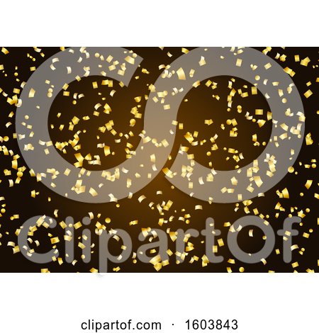 Clipart of a Background of Gold Confetti - Royalty Free Vector Illustration by KJ Pargeter