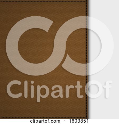 Clipart of a Brown Leather Panel with Stitching and Shadow on White Background - Royalty Free Vector Illustration by elaineitalia