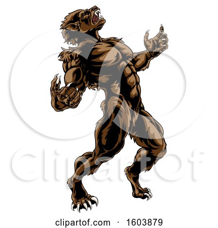 Clipart of a Werewolf Beast Howling and Transforming - Royalty Free Vector Illustration by AtStockIllustration