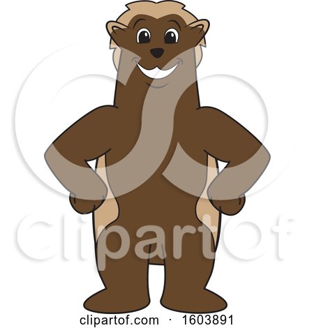 Clipart of a Wolverine School Mascot Character with Hands on His Hips - Royalty Free Vector Illustration by Mascot Junction