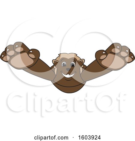 Clipart of a Wolverine School Mascot Character Pouncing - Royalty Free Vector Illustration by Mascot Junction