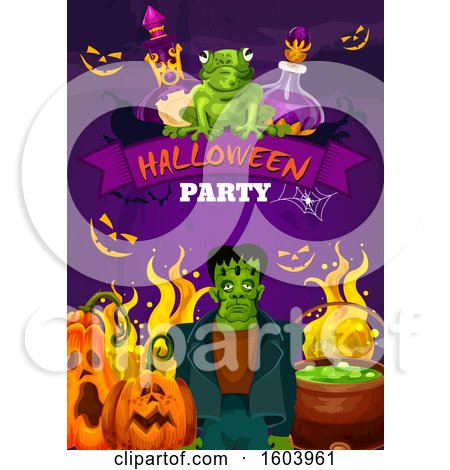 Clipart of a Halloween Party Background - Royalty Free Vector Illustration by Vector Tradition SM