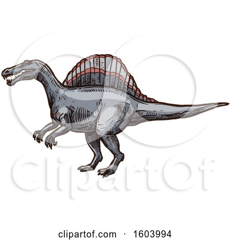 Clipart of a Sketched Dinosaur - Royalty Free Vector Illustration by Vector Tradition SM