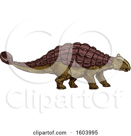 Clipart of a Sketched Ankylosaur Dinosaur - Royalty Free Vector Illustration by Vector Tradition SM