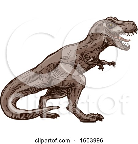 Clipart of a Sketched Tyrannosaurus Rex Dinosaur - Royalty Free Vector Illustration by Vector Tradition SM