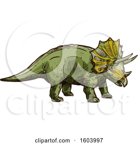Clipart of a Sketched Triceratops Dinosaur - Royalty Free Vector Illustration by Vector Tradition SM