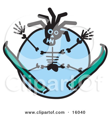 Skeleton Catching Air While Skiing Clipart Illustration by Andy Nortnik