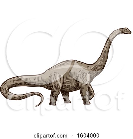 Clipart of a Sketched Apatosaurus Dinosaur - Royalty Free Vector Illustration by Vector Tradition SM
