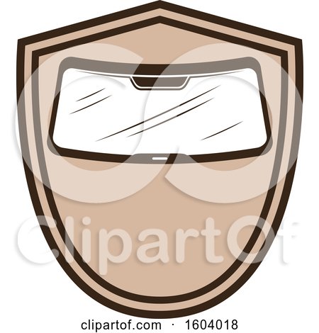 Clipart of a Brown Automotive Shield with a Windshield - Royalty Free Vector Illustration by Vector Tradition SM