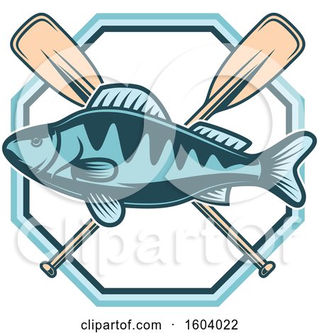 Clipart of a Fishing Design with a Fish and Paddles - Royalty Free Vector Illustration by Vector Tradition SM