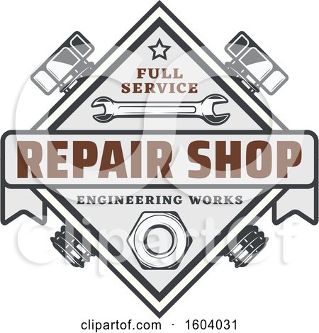 Clipart of a Repair Shop Design with Tools - Royalty Free Vector Illustration by Vector Tradition SM