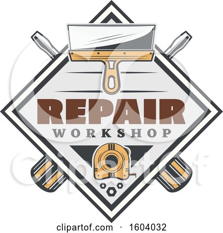 Clipart of a Repair Workshop Design with Tools - Royalty Free Vector Illustration by Vector Tradition SM