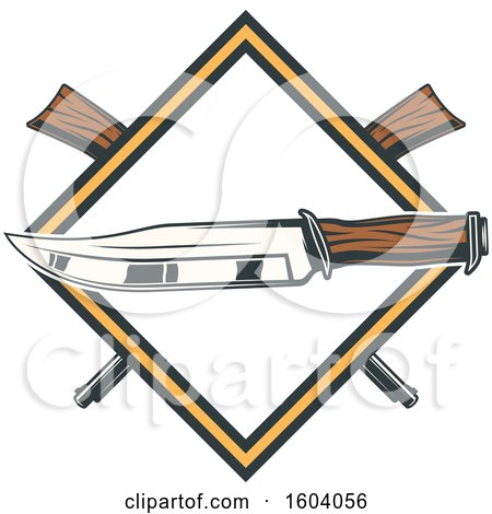 Clipart of a Hunting Knife and Rifle Diamond Design - Royalty Free Vector Illustration by Vector Tradition SM