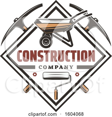 Clipart of a Construction Company Design with a Wheelbarrow - Royalty Free Vector Illustration by Vector Tradition SM