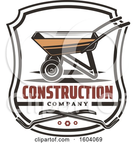 Clipart of a Construction Company Design with a Wheelbarrow - Royalty Free Vector Illustration by Vector Tradition SM