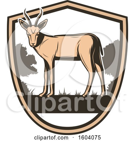 Clipart of a Wild Antelope and Shield Design - Royalty Free Vector Illustration by Vector Tradition SM