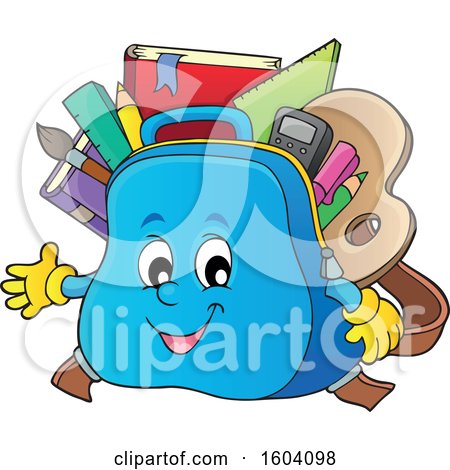Clipart of a School Bag Mascot - Royalty Free Vector Illustration by visekart
