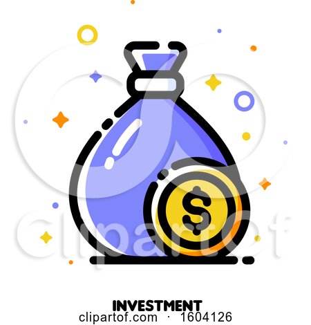 Clipart of a Money Bag Investment Icon - Royalty Free Vector Illustration by elena