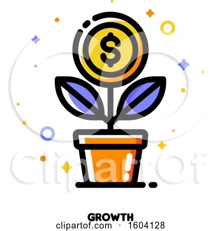 Clipart of a Dollar Flower Growth Icon - Royalty Free Vector Illustration by elena